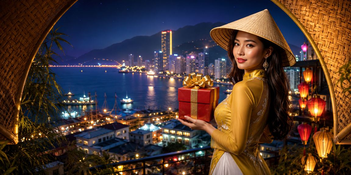 Người đội nón lá tại Nha Trang sử dụng ứngdụng casino trên điện thoại bên bờ biển
