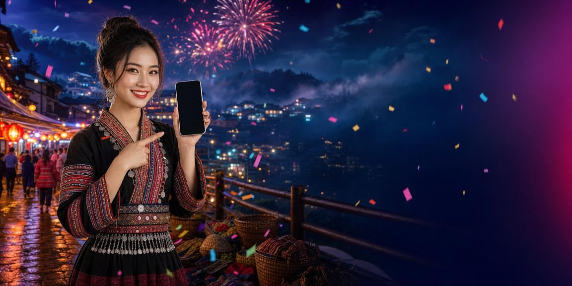 Người dùng trải nghiệm casino trên điện thoại di động giữa lễ hội Sa Pa